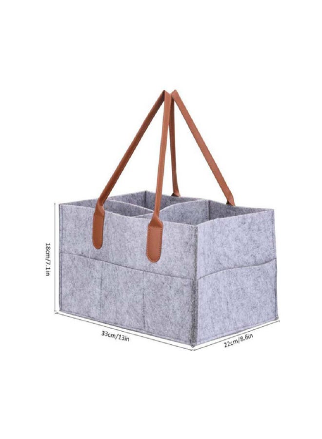 Loquat Felt Storage Caddy Baby Diaper Caddy Organizer Basket Portable Storage Bin Large Nursery Bag Gray 33x23x8cm - Image 2