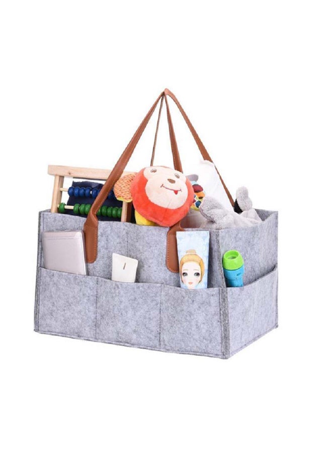 Loquat Felt Storage Caddy Baby Diaper Caddy Organizer Basket Portable Storage Bin Large Nursery Bag Gray 33x23x8cm - Image 3