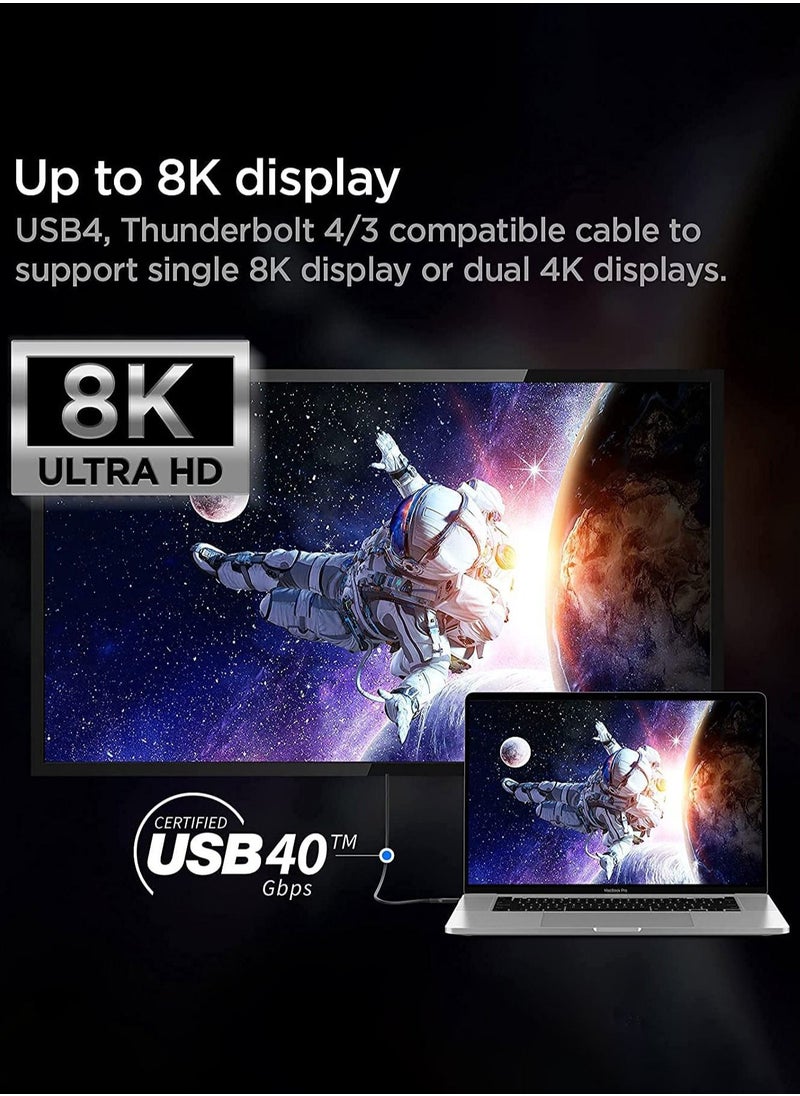 Spigen - USB 4 Thunderbolt 4 USB-C Type C Cable 100W Charging 40Gbps Data Transfer 8K Video (USB-IF Certified) - Black - Image 1