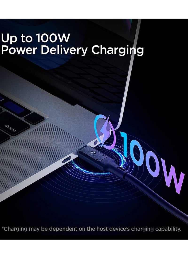 Spigen - USB 4 Thunderbolt 4 USB-C Type C Cable 100W Charging 40Gbps Data Transfer 8K Video (USB-IF Certified) - Black - Image 1