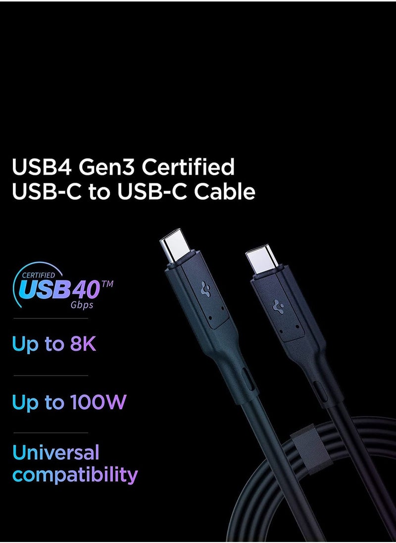 Spigen - USB 4 Thunderbolt 4 USB-C Type C Cable 100W Charging 40Gbps Data Transfer 8K Video (USB-IF Certified) - Black - Image 1