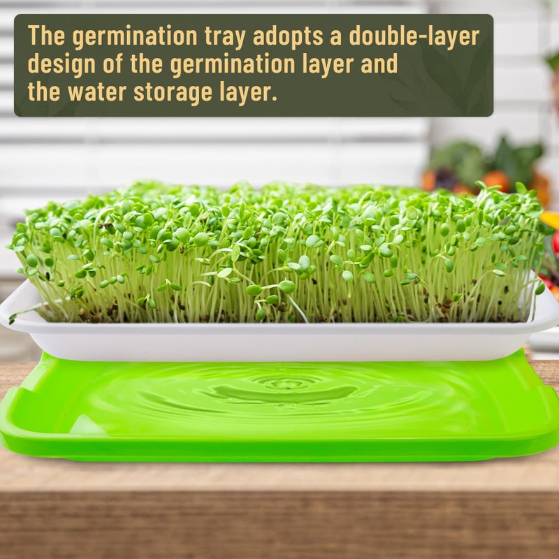 warmfarm Pack 10 of Seed Sprouter Tray with Drain Holes,Seed Germination Trays Kit BPA Free Nursery Tray,Soil-Free Wheatgrass Tray Sprouter Microgreens Growing Kit (Green-10 Pack) - Image 3