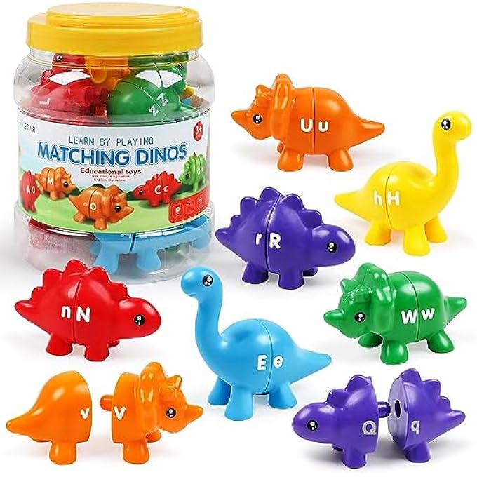 MONTESSORI LEARNING TOYS FOR TODDLERS 1-3, ABC LETTERS MATCHING DINOSAUR TOYS, DOUBLE-SIDED ALPHABET MATCHING GAMES EDUCATIONAL TOYS FOR KIDS AGES 3-5 - Image 1