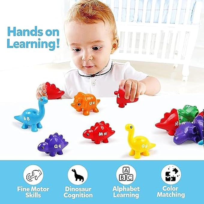 MONTESSORI LEARNING TOYS FOR TODDLERS 1-3, ABC LETTERS MATCHING DINOSAUR TOYS, DOUBLE-SIDED ALPHABET MATCHING GAMES EDUCATIONAL TOYS FOR KIDS AGES 3-5 - Image 4