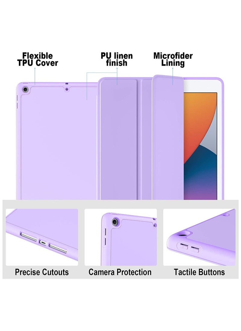 iPad 9th/8th/7th Generation case (2021/2020/2019) iPad 10.2-Inch Case with Pencil Holder [Sleep/Wake] Slim Soft TPU Back Smart Magnetic Stand Protective Cover Cases