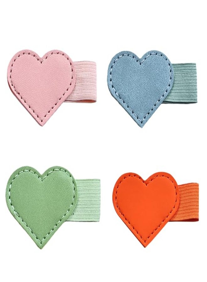 Feilguee 4 PCS Self-adhesive Leather Heart Pen Holder with Elastic Loop Colorful Pen Holder Sticker Pad Designed for Notebooks Journals Desks Planners Calendars School Office - Image 1