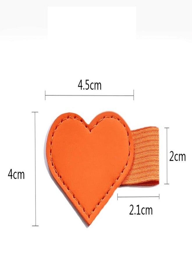Feilguee 4 PCS Self-adhesive Leather Heart Pen Holder with Elastic Loop Colorful Pen Holder Sticker Pad Designed for Notebooks Journals Desks Planners Calendars School Office - Image 2