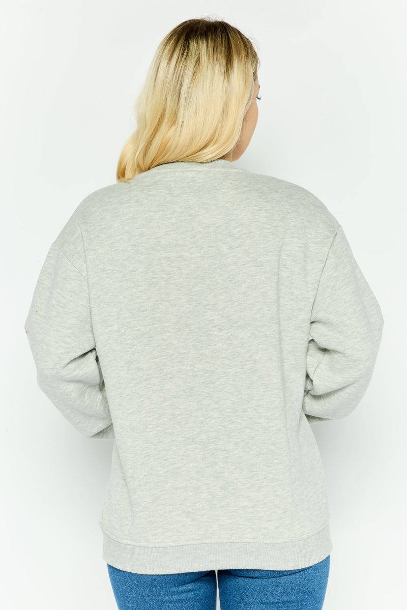 Pepe Jeans سويت شيرت نسائي بأكمام طويلة وياقة دائرية بشعار العلامة التجارية، رمادي - Image 4
