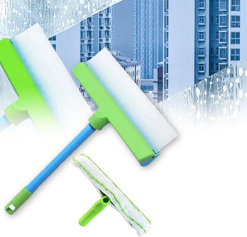 Recyclable Silicone Scrubbing and Cleaning Kit (Includes Silicone Squeegee Blade + Microfiber Wipe) – Green Version (Suitable for Glass Doors and Windows, Mirrors, Shower Enclosures, and Cars) - Image 1