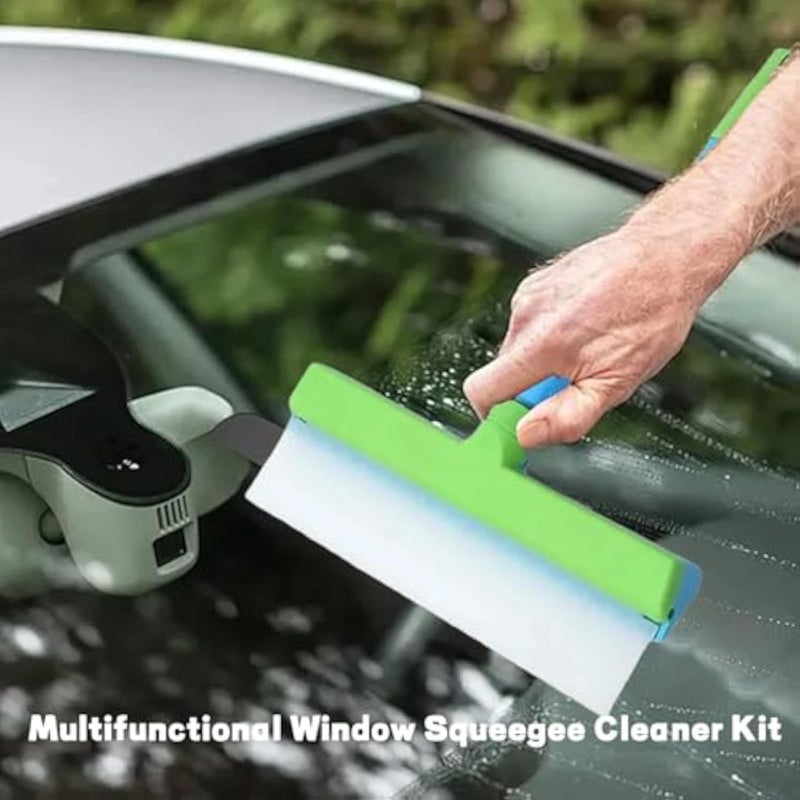 Recyclable Silicone Scrubbing and Cleaning Kit (Includes Silicone Squeegee Blade + Microfiber Wipe) – Green Version (Suitable for Glass Doors and Windows, Mirrors, Shower Enclosures, and Cars) - Image 3