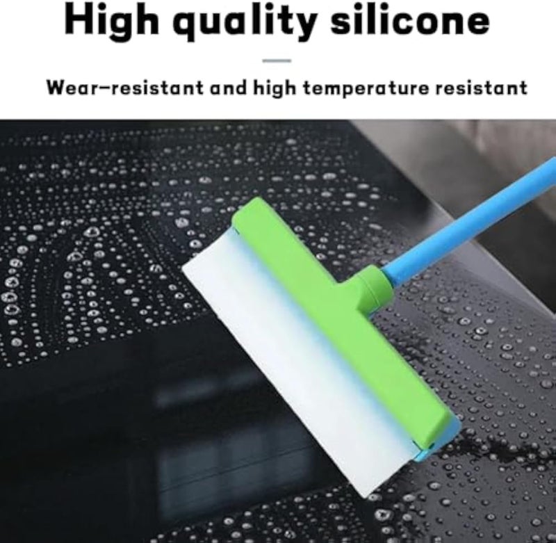 Recyclable Silicone Scrubbing and Cleaning Kit (Includes Silicone Squeegee Blade + Microfiber Wipe) – Green Version (Suitable for Glass Doors and Windows, Mirrors, Shower Enclosures, and Cars) - Image 4