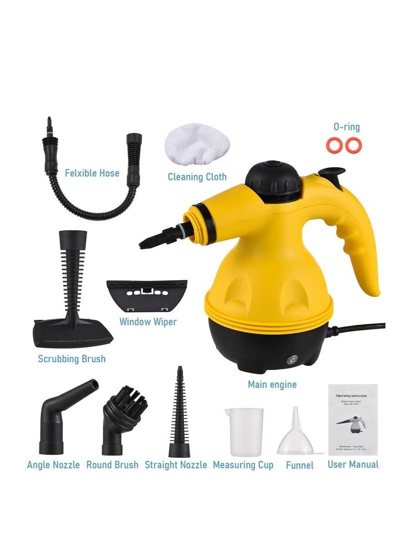 Denx 1000W Multifunctional High Temperature Handheld Steam Cleaner with 9pcs Accessories Suitable for Kitchen Sofa Bathroom Window Multicolor Random ( Black, White , Yellow )