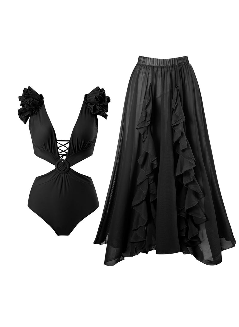 KUYING New Jumpsuit Triangle Pants Set Swimsuit - Image 1