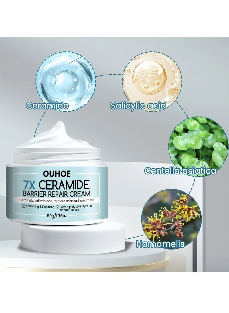 OUHOE Face Rosacea Treatment Cream, Fast Absorbing Anti Ageing Moisturizing Cream With Hyaluronic Acid,  Non Greasy Hydrating  Anti Wrinkle Barrier Repair Moisturizer Gel For Redness And Acnes  - Image 2
