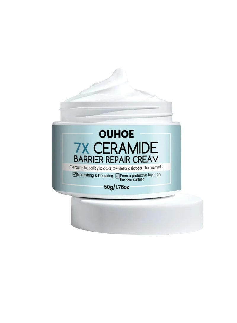 OUHOE Face Rosacea Treatment Cream, Fast Absorbing Anti Ageing Moisturizing Cream With Hyaluronic Acid,  Non Greasy Hydrating  Anti Wrinkle Barrier Repair Moisturizer Gel For Redness And Acnes  - Image 1