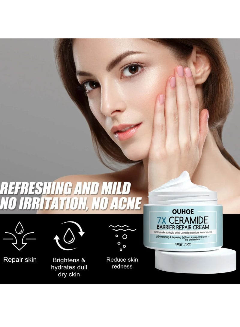 OUHOE Face Rosacea Treatment Cream, Fast Absorbing Anti Ageing Moisturizing Cream With Hyaluronic Acid,  Non Greasy Hydrating  Anti Wrinkle Barrier Repair Moisturizer Gel For Redness And Acnes  - Image 5