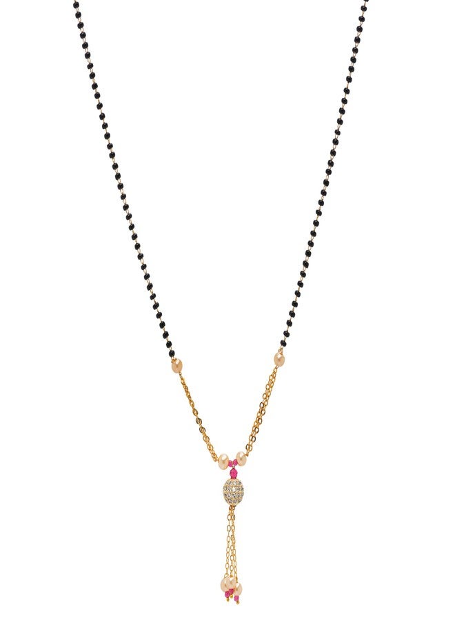 Heeva Creation Women's Pride Stylish Gold Plated Mangalsutra Necklace With Pendant Black Bead Fancy Chain For Woman and Girls.Pack Of 1. - Image 1