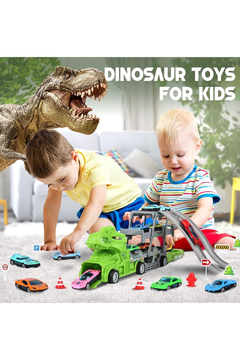 Dinosaur Car Toys for 2 Year Old Boys, Tyrannosaurus Rex Truck Toys with 2 Race Tracks and 3 Mini Cars for Ages 2-4, Gift Toys for 3 Year Old Boys - Image 3