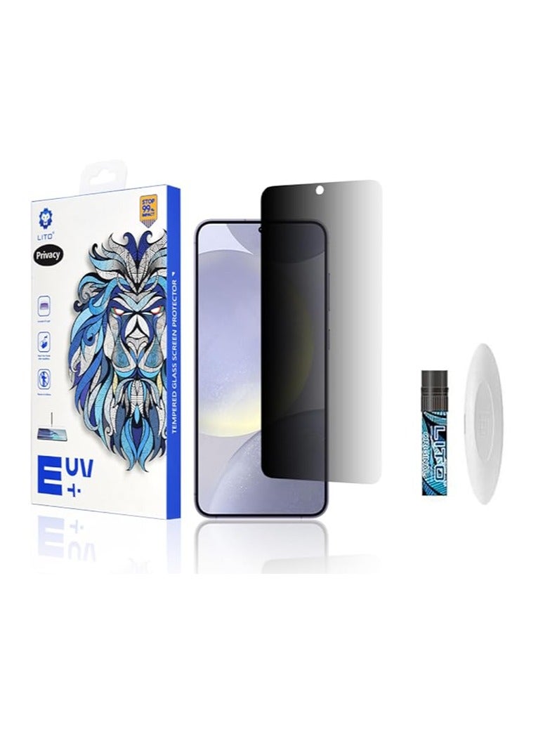ليتو شاشة زجاجية LI-TO E+ للخصوصية من الأشعة فوق البنفسجية، تغطية كاملة من الحافة إلى الحافة | مضادة للتوهج | مقاومة لبصمات الأصابع | قارئ بصمات الأصابع من الزجاج المقاوم للأشعة فوق البنفسجية، يدعم تقنية ثلاثية الأبعاد مضادة للتجسس (متوافق مع هاتف Realme 12 Pro Plus) - Image 1