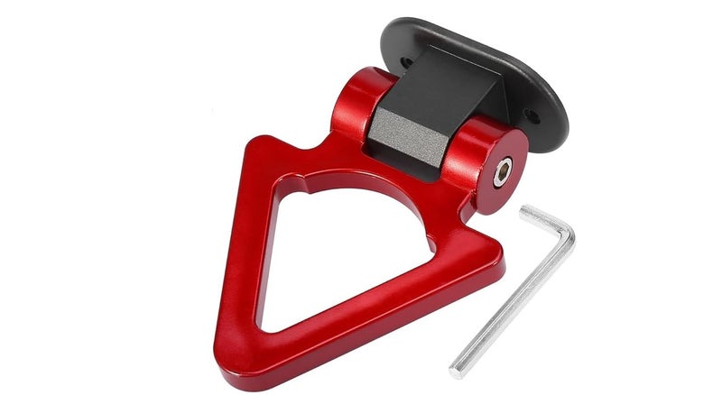 AutoBizarre ABS Triangle Dummy Tow Hook, 180 Degree Rotatable, V-Shaped, Red, Universal for All Cars, SUV - Image 1
