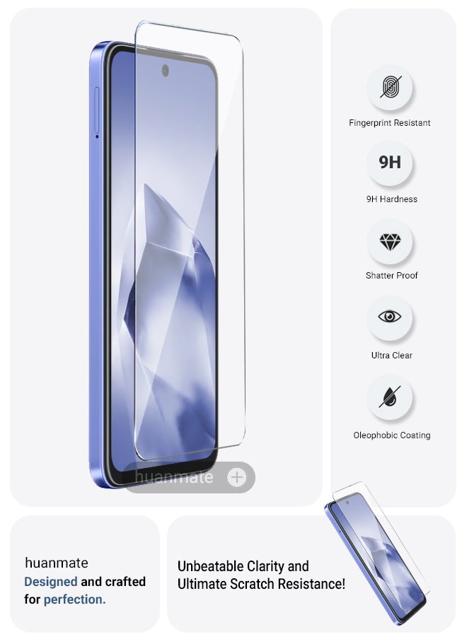 2 Pieces itel P70 Tempered Glass Screen Protector – High Transparency, Delicate Touch, Anti-Explosion, Smooth Arc Edges, Easy Installation, Screen Protector for itel P70