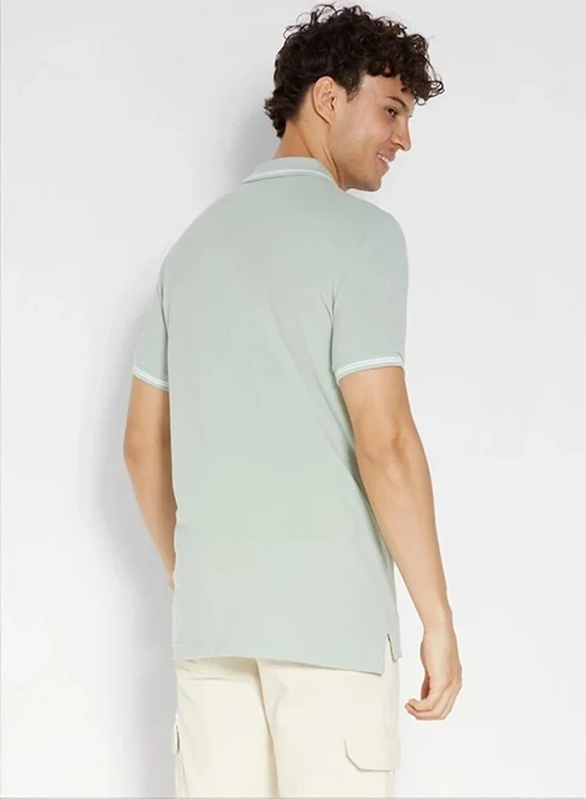 امريكان ايجل Collar Line Logo Detail Short Sleeve Polo Shirt