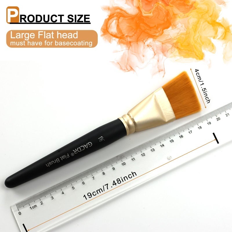 GACDR 1 1/2 inch Flat Paint Brushes for Acrylic Painting,4 Pieces 38mm Large Craft Basecoating PaintBrushes with Wooden Handle for Acrylic, Oil, Body, Facial mask Brushes - Image 2