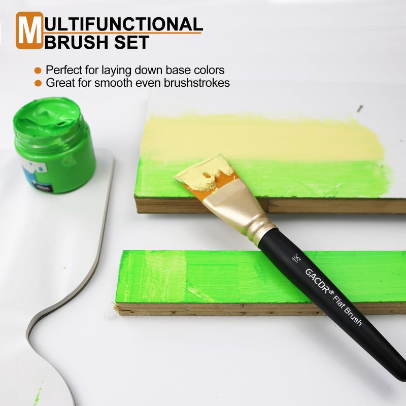 GACDR 1 1/2 inch Flat Paint Brushes for Acrylic Painting,4 Pieces 38mm Large Craft Basecoating PaintBrushes with Wooden Handle for Acrylic, Oil, Body, Facial mask Brushes - Image 4