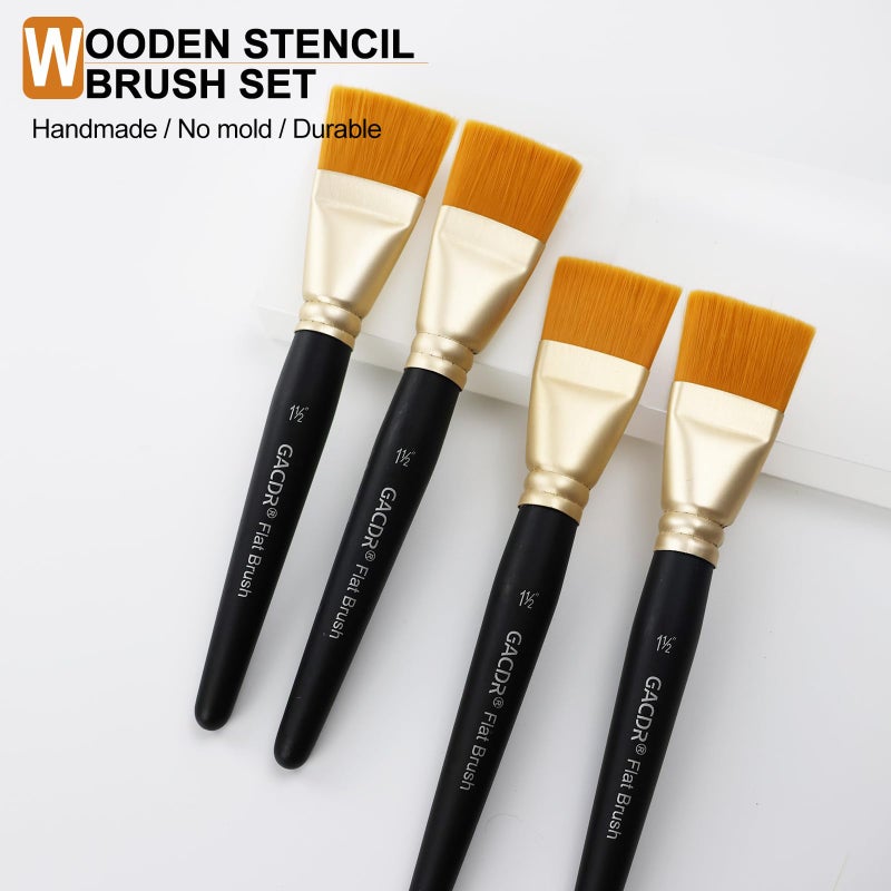 GACDR 1 1/2 inch Flat Paint Brushes for Acrylic Painting,4 Pieces 38mm Large Craft Basecoating PaintBrushes with Wooden Handle for Acrylic, Oil, Body, Facial mask Brushes - Image 5