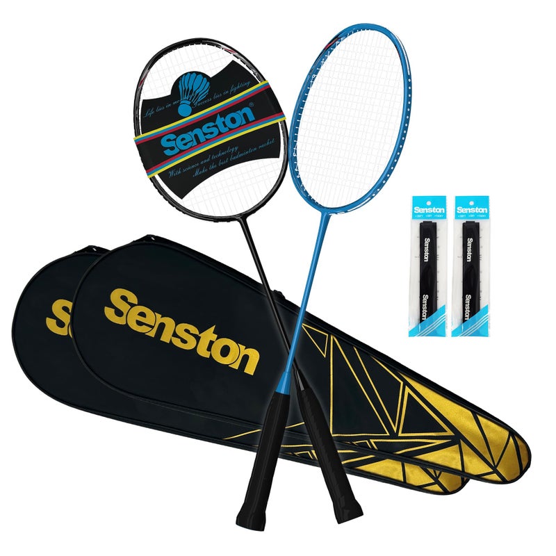 Senston N80 Badminton Rackets Set - Full Carbon-Fiber 5U Lightweight Racquets with Anti-Slip Grips & 2 Carry Bags, Outdoor/Backyard Sports for Adults, Teens, Family Games - Image 1