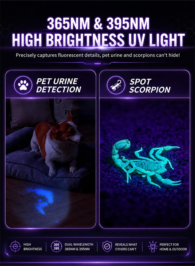 Digisand Torches Rechargeable, USB Strong Ultraviolet LED Flashlights, Flashlight Fluorescent Detection Lamp Ringworm Light, Detector for Pet Urine/Stains, Flurescent, Uranium Glass, Curing Resin - Image 2