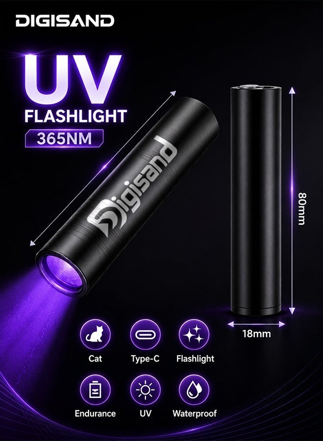 Digisand Torches Rechargeable, USB Strong Ultraviolet LED Flashlights, Flashlight Fluorescent Detection Lamp Ringworm Light, Detector for Pet Urine/Stains, Flurescent, Uranium Glass, Curing Resin - Image 5