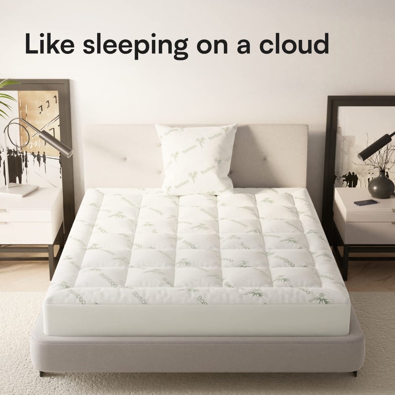 Niagara Sleep Solution Ultra Soft California King Size Mattress Topper - Viscose Made from Bamboo Pillow Top Mattress Pad for Back Pain Relief - Naturally Cooling for Hot Sleepers, Green - Image 2