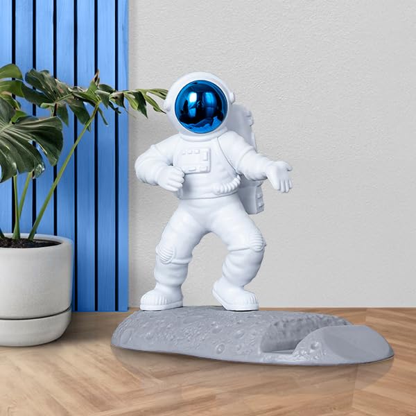 Street27® Astronaut Figurine Showpiece for Home Décor Idols for Office Desk Table, Creative Phone Stand Holder Desk Accessories Tabletop Statue for Gift Gifting Items Birthday Decoration (Blue A) - Image 1
