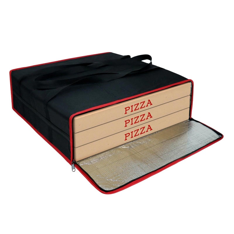Bonnary Pizza Bags For Delivery, Insulated Pizza Warmer Carrier 20"x20"x6", Hot Food Delivery Personal & Professional Use - Black - Image 1