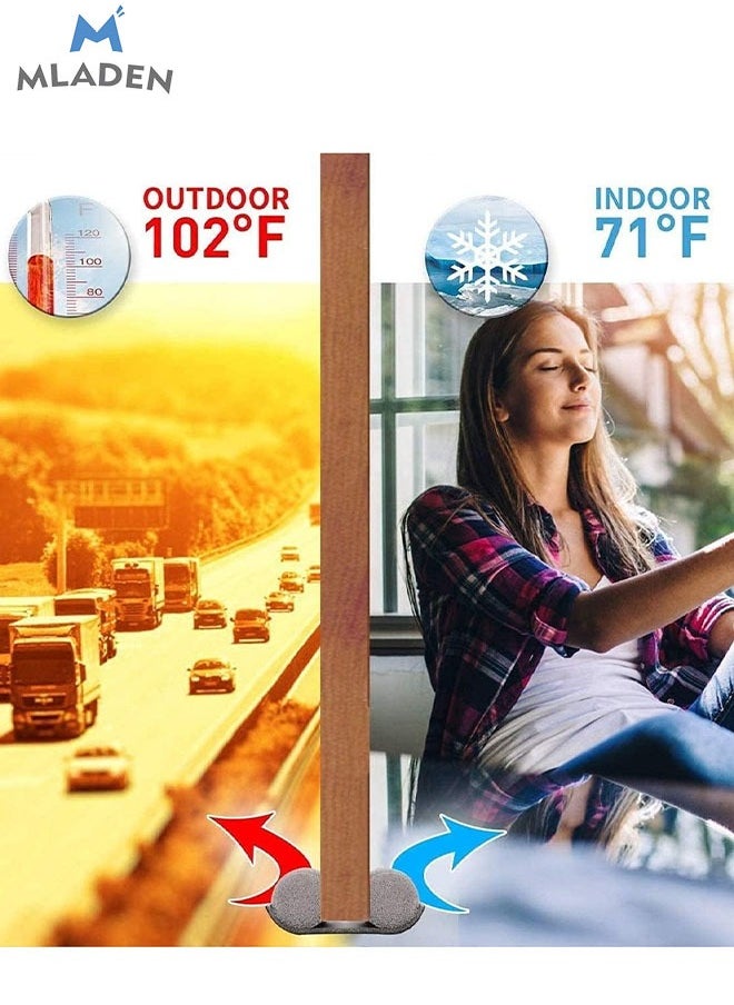 MLADEN - Double Door Draft Stopper Weather Stripping Noise Blocker Window Breeze Blocker Foamed Cotton Door Bottom Noise Reduction Sealing Strip 93 Cm Brown - Image 1