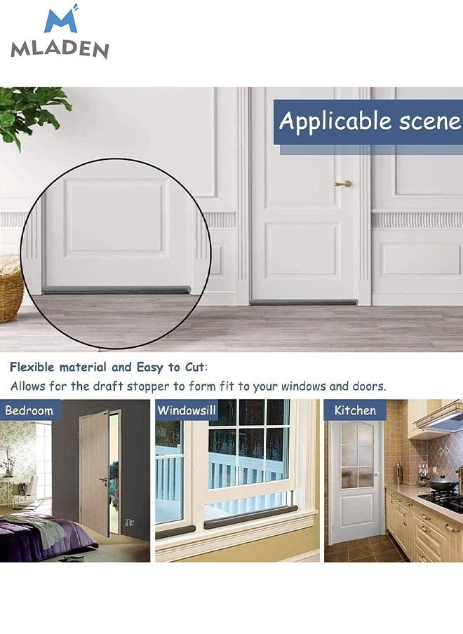 MLADEN - Double Door Draft Stopper Weather Stripping Noise Blocker Window Breeze Blocker Foamed Cotton Door Bottom Noise Reduction Sealing Strip 93 Cm Brown - Image 1