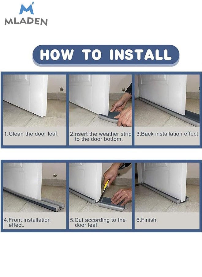 MLADEN - Double Door Draft Stopper Weather Stripping Noise Blocker Window Breeze Blocker Foamed Cotton Door Bottom Noise Reduction Sealing Strip 93 Cm Brown - Image 1