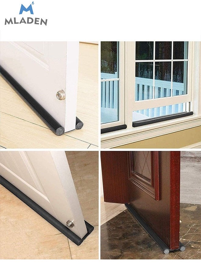 MLADEN - Double Door Draft Stopper Weather Stripping Noise Blocker Window Breeze Blocker Foamed Cotton Door Bottom Noise Reduction Sealing Strip 93 Cm Brown - Image 1