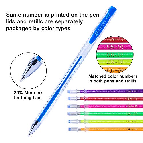 Reaeon Gel Pens, Reaeon 200 Pack Pen with Case for Adult Coloring Books, 100 Color Markers Plus 100 Refills for Drawing Painting Writing. - Image 3