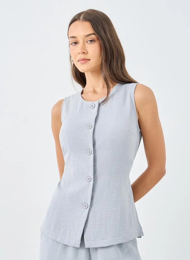 Styli Styli Women Grey Buttoned Top and Pants Co-Ords