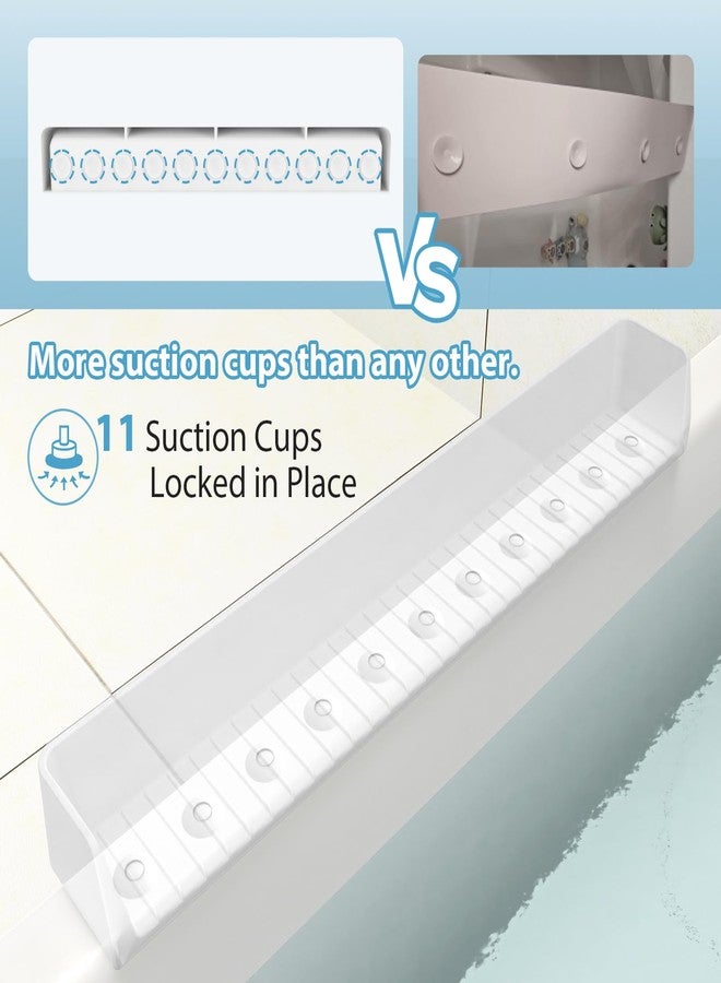 AyNirser Bathtub Splash Guard Play Shelf Over Tub 31” with Strong Suction Cups, Silicone Tub Water Guards Toy Tray Holder No Mess Water Spill in Bathroom-White - Image 4