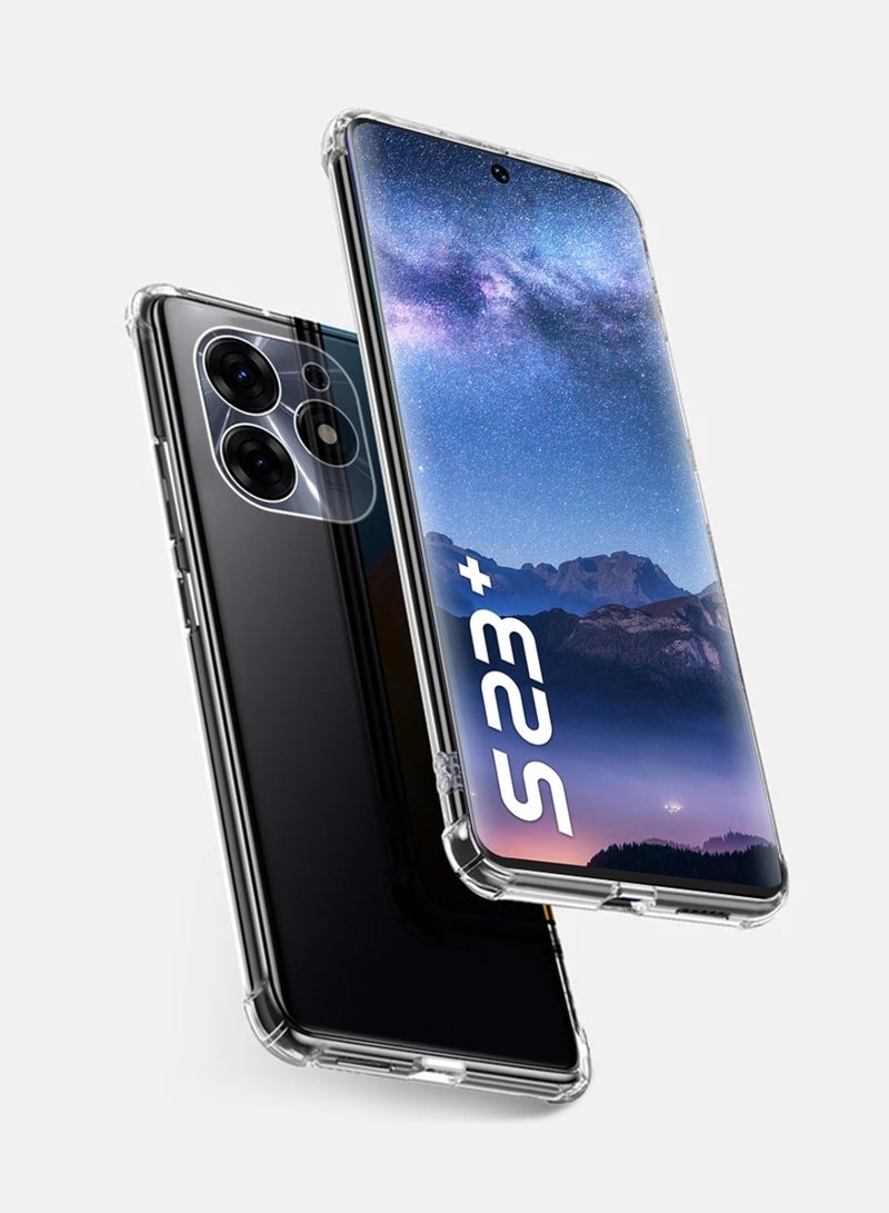 Techie غطاء حماية زاوية TPU لهاتف Itel S23 Plus مع حماية عدسة الكاميرا وغطاء خلفي شفاف - Image 1