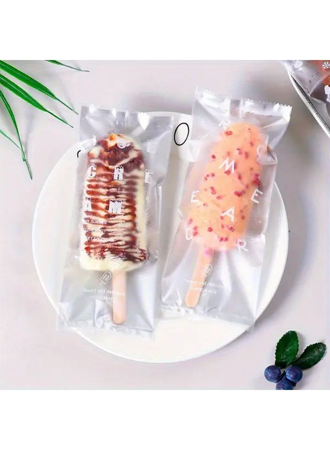 100 Pcs Golden Ice Cream Packaging Bags Transparent Popsicle Sealing Plastic Bags Disposable Food Packaging Bags For Homemade Frozen Treats - Image 4