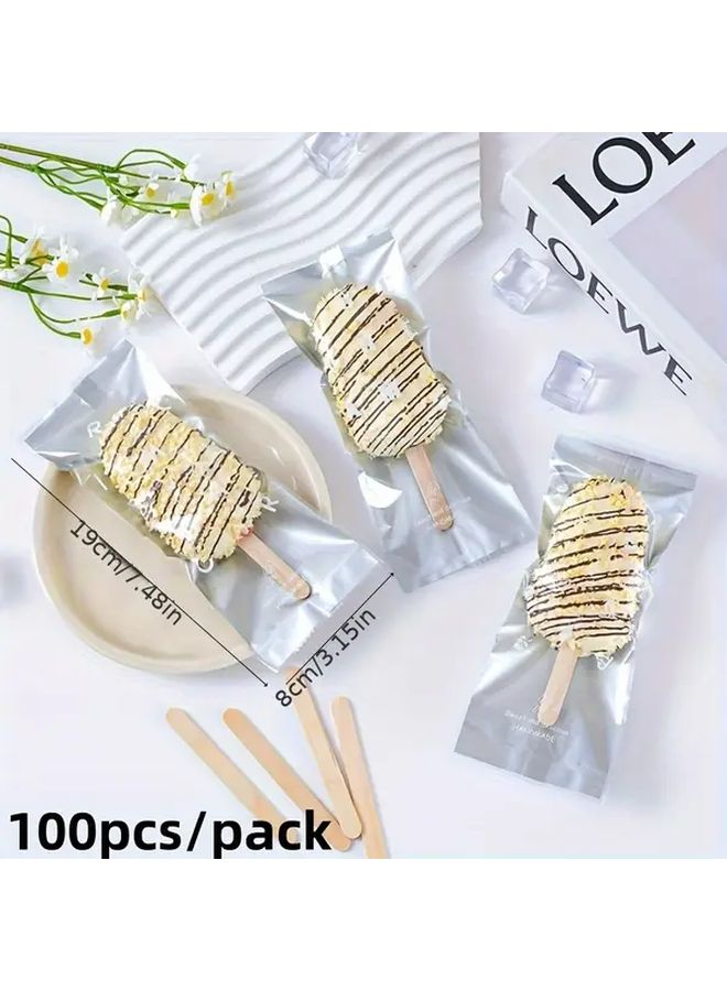 100 Pcs Golden Ice Cream Packaging Bags Transparent Popsicle Sealing Plastic Bags Disposable Food Packaging Bags For Homemade Frozen Treats - Image 5