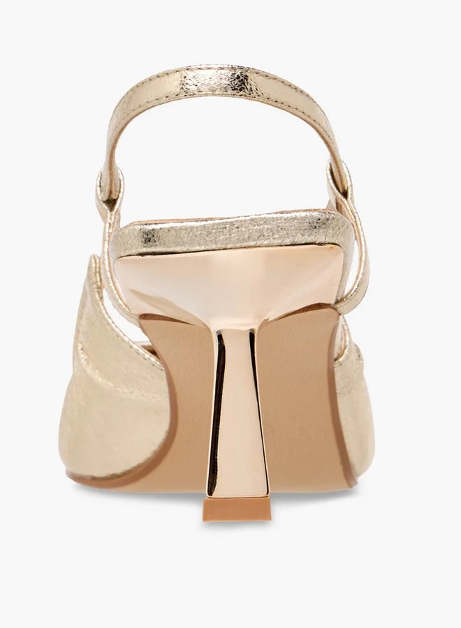 Flora Bella By Shoexpress GOLD Flora Bella Women Cone Heel Slingback Shoes for Women | Best Price UAE