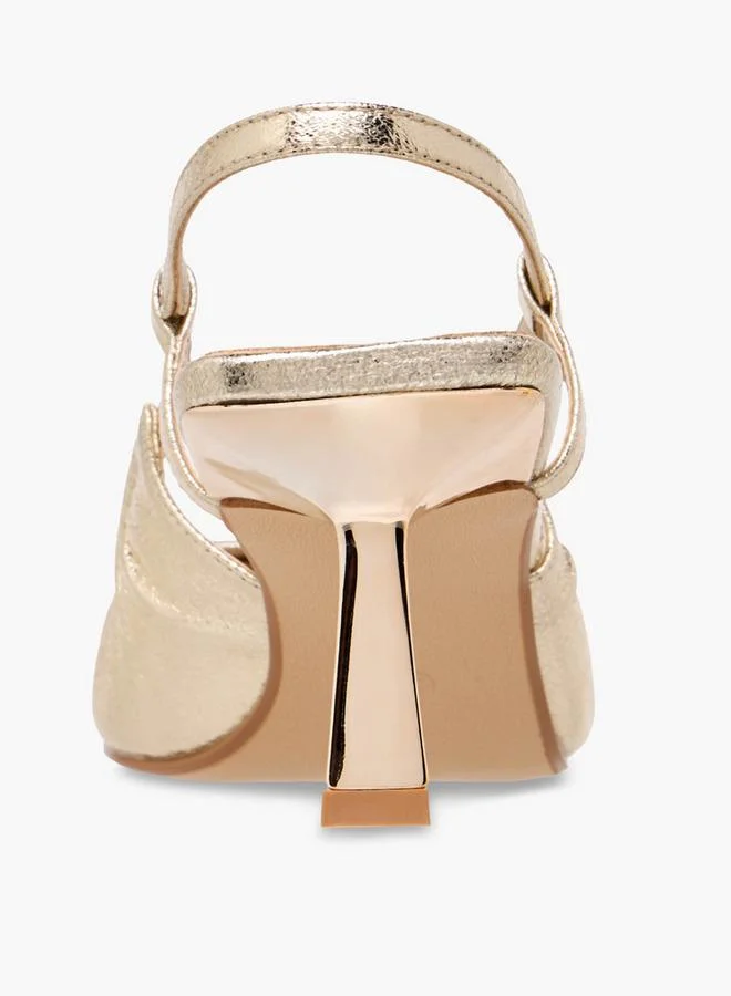 Flora Bella By Shoexpress GOLD Women Cone Heel Slingback Shoes for Women | Best Price UAE