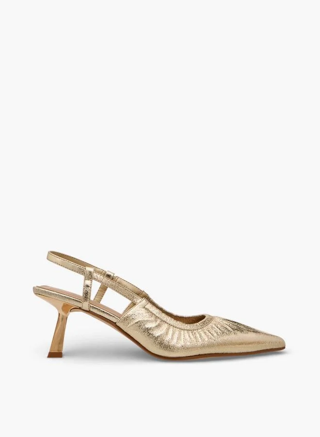 Flora Bella By Shoexpress GOLD Women Cone Heel Slingback Shoes for Women | Best Price UAE