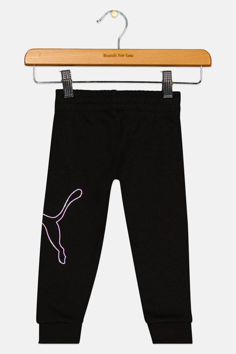 PUMA سروال رياضي خارجي للبنات الصغيرات بشعار العلامة التجارية، أسود - Image 3