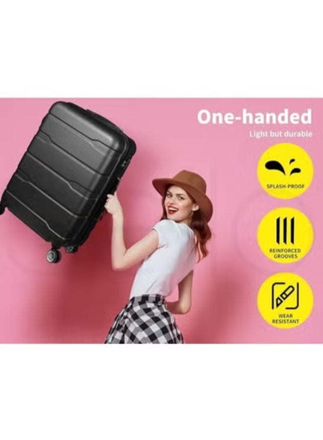 28-Inch Hard-Shell Travel Suitcase – Four Wheels, Security Lock & Expandable Zipper – Black - Image 2